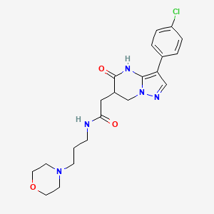 molecular formula C21H26ClN5O3 B6036415 2-[3-(4-chlorophenyl)-5-oxo-6,7-dihydro-4H-pyrazolo[1,5-a]pyrimidin-6-yl]-N-(3-morpholin-4-ylpropyl)acetamide 