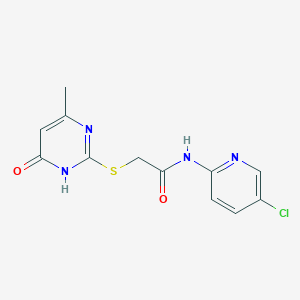 molecular formula C12H11ClN4O2S B6036456 N~1~-(5-CHLORO-2-PYRIDYL)-2-[(4-METHYL-6-OXO-1,6-DIHYDRO-2-PYRIMIDINYL)SULFANYL]ACETAMIDE 