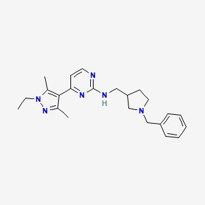 molecular formula C23H30N6 B6036501 N-[(1-benzyl-3-pyrrolidinyl)methyl]-4-(1-ethyl-3,5-dimethyl-1H-pyrazol-4-yl)-2-pyrimidinamine 