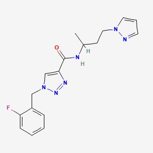 molecular formula C17H19FN6O B6036540 1-(2-fluorobenzyl)-N-[1-methyl-3-(1H-pyrazol-1-yl)propyl]-1H-1,2,3-triazole-4-carboxamide 