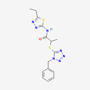 2-[(1-benzyl-1H-tetrazol-5-yl)thio]-N-(5-ethyl-1,3,4-thiadiazol-2-yl)propanamide