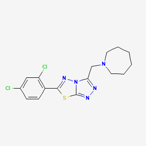 molecular formula C16H17Cl2N5S B603657 3-(1-Azepanylmethyl)-6-(2,4-dichlorophenyl)[1,2,4]triazolo[3,4-b][1,3,4]thiadiazole CAS No. 1246057-13-5