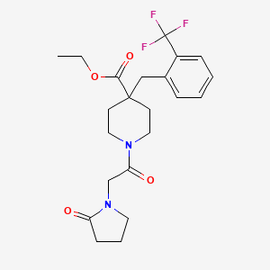 molecular formula C22H27F3N2O4 B6036613 ethyl 1-[(2-oxo-1-pyrrolidinyl)acetyl]-4-[2-(trifluoromethyl)benzyl]-4-piperidinecarboxylate 