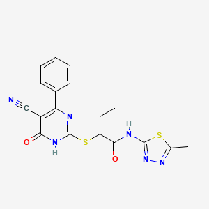 2-[(5-CYANO-6-OXO-4-PHENYL-1,6-DIHYDRO-2-PYRIMIDINYL)SULFANYL]-N~1~-(5-METHYL-1,3,4-THIADIAZOL-2-YL)BUTANAMIDE