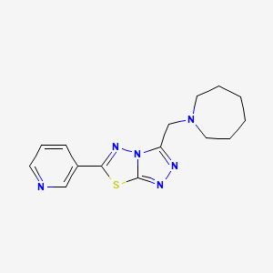 molecular formula C15H18N6S B603669 3-(1-Azepanylmethyl)-6-(3-pyridinyl)[1,2,4]triazolo[3,4-b][1,3,4]thiadiazole CAS No. 1260906-14-6