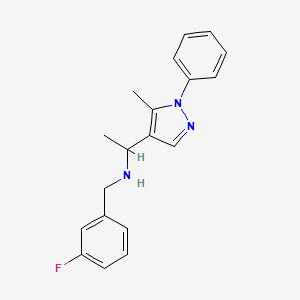 molecular formula C19H20FN3 B6036748 (3-fluorobenzyl)[1-(5-methyl-1-phenyl-1H-pyrazol-4-yl)ethyl]amine 