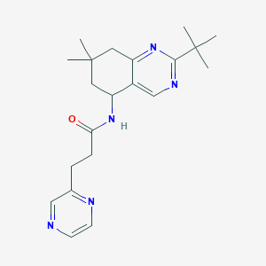 molecular formula C21H29N5O B6036827 N-(2-tert-butyl-7,7-dimethyl-5,6,7,8-tetrahydro-5-quinazolinyl)-3-(2-pyrazinyl)propanamide 