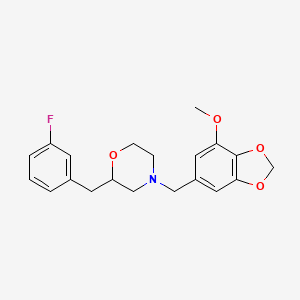 molecular formula C20H22FNO4 B6036892 2-(3-fluorobenzyl)-4-[(7-methoxy-1,3-benzodioxol-5-yl)methyl]morpholine 