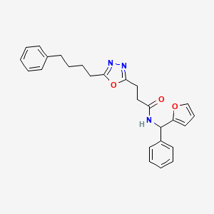 molecular formula C26H27N3O3 B6036915 N-[2-furyl(phenyl)methyl]-3-[5-(4-phenylbutyl)-1,3,4-oxadiazol-2-yl]propanamide 