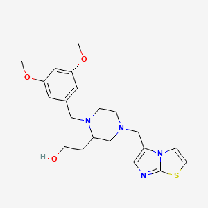 2-{1-(3,5-dimethoxybenzyl)-4-[(6-methylimidazo[2,1-b][1,3]thiazol-5-yl)methyl]-2-piperazinyl}ethanol