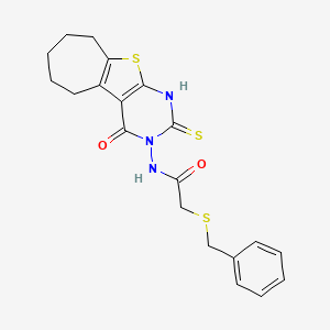 2-(benzylthio)-N-(2-mercapto-4-oxo-6,7,8,9-tetrahydro-4H-cyclohepta[4,5]thieno[2,3-d]pyrimidin-3(5H)-yl)acetamide