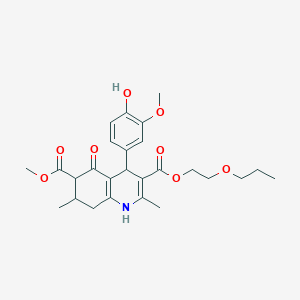 6-methyl 3-(2-propoxyethyl) 4-(4-hydroxy-3-methoxyphenyl)-2,7-dimethyl-5-oxo-1,4,5,6,7,8-hexahydro-3,6-quinolinedicarboxylate