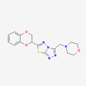 molecular formula C16H17N5O3S B603701 6-(2,3-Dihydro-1,4-benzodioxin-2-yl)-3-(4-morpholinylmethyl)[1,2,4]triazolo[3,4-b][1,3,4]thiadiazole CAS No. 1207604-78-1