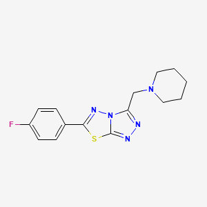 molecular formula C15H16FN5S B603706 6-(4-Fluorophenyl)-3-(1-piperidinylmethyl)[1,2,4]triazolo[3,4-b][1,3,4]thiadiazole CAS No. 1207605-23-9