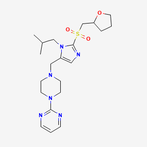 molecular formula C21H32N6O3S B6037141 2-[4-({1-isobutyl-2-[(tetrahydro-2-furanylmethyl)sulfonyl]-1H-imidazol-5-yl}methyl)-1-piperazinyl]pyrimidine 