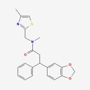 3-(1,3-benzodioxol-5-yl)-N-methyl-N-[(4-methyl-1,3-thiazol-2-yl)methyl]-3-phenylpropanamide