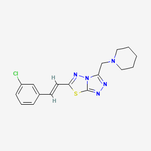 molecular formula C17H18ClN5S B603717 6-[(E)-2-(3-chlorophenyl)ethenyl]-3-(piperidin-1-ylmethyl)[1,2,4]triazolo[3,4-b][1,3,4]thiadiazole CAS No. 1219590-25-6