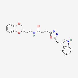 molecular formula C24H24N4O4 B6037184 N-[2-(2,3-dihydro-1,4-benzodioxin-2-yl)ethyl]-3-[5-(1H-indol-3-ylmethyl)-1,3,4-oxadiazol-2-yl]propanamide 