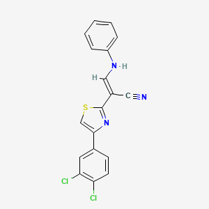 molecular formula C18H11Cl2N3S B6037187 3-anilino-2-[4-(3,4-dichlorophenyl)-1,3-thiazol-2-yl]acrylonitrile 