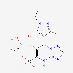 molecular formula C17H15F3N6O2 B6037202 [7-(1-ethyl-3-methyl-1H-pyrazol-4-yl)-5-(trifluoromethyl)-4,7-dihydro[1,2,4]triazolo[1,5-a]pyrimidin-6-yl](2-furyl)methanone 