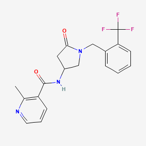 molecular formula C19H18F3N3O2 B6037218 2-methyl-N-{5-oxo-1-[2-(trifluoromethyl)benzyl]-3-pyrrolidinyl}nicotinamide 
