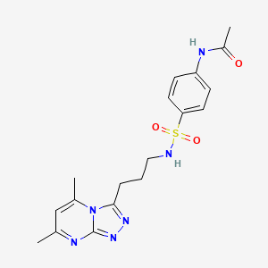 molecular formula C18H22N6O3S B6037226 N-[4-({[3-(5,7-dimethyl[1,2,4]triazolo[4,3-a]pyrimidin-3-yl)propyl]amino}sulfonyl)phenyl]acetamide 