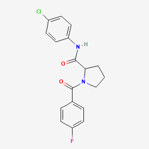 molecular formula C18H16ClFN2O2 B6037239 N-(4-chlorophenyl)-1-(4-fluorobenzoyl)prolinamide 