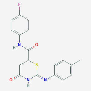 molecular formula C18H16FN3O2S B6037252 N-(4-fluorophenyl)-2-[(4-methylphenyl)amino]-4-oxo-5,6-dihydro-4H-1,3-thiazine-6-carboxamide 