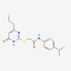 molecular formula C18H23N3O2S B6037253 N-(4-isopropylphenyl)-2-[(6-oxo-4-propyl-1,6-dihydro-2-pyrimidinyl)thio]acetamide 
