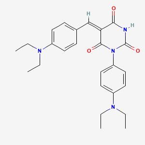 molecular formula C25H30N4O3 B6037297 5-[4-(diethylamino)benzylidene]-1-[4-(diethylamino)phenyl]-2,4,6(1H,3H,5H)-pyrimidinetrione 