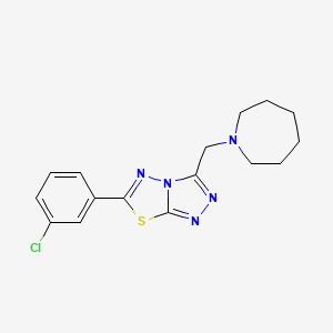 molecular formula C16H18ClN5S B603731 3-(1-Azepanylmethyl)-6-(3-chlorophenyl)[1,2,4]triazolo[3,4-b][1,3,4]thiadiazole CAS No. 1246073-23-3