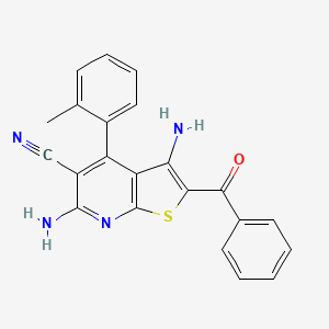 molecular formula C22H16N4OS B6037325 3,6-diamino-2-benzoyl-4-(2-methylphenyl)thieno[2,3-b]pyridine-5-carbonitrile 