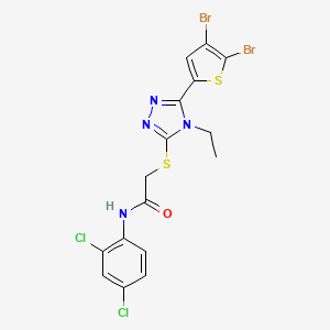 molecular formula C16H12Br2Cl2N4OS2 B6037332 2-{[5-(4,5-dibromo-2-thienyl)-4-ethyl-4H-1,2,4-triazol-3-yl]thio}-N-(2,4-dichlorophenyl)acetamide 
