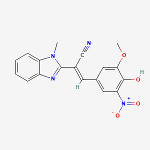 molecular formula C18H14N4O4 B6037340 3-(4-hydroxy-3-methoxy-5-nitrophenyl)-2-(1-methyl-1H-benzimidazol-2-yl)acrylonitrile 