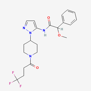 molecular formula C21H25F3N4O3 B6037351 2-methoxy-2-phenyl-N-{1-[1-(4,4,4-trifluorobutanoyl)-4-piperidinyl]-1H-pyrazol-5-yl}acetamide 