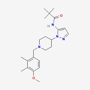 molecular formula C23H34N4O2 B6037378 N-{1-[1-(4-methoxy-2,3-dimethylbenzyl)-4-piperidinyl]-1H-pyrazol-5-yl}-2,2-dimethylpropanamide 