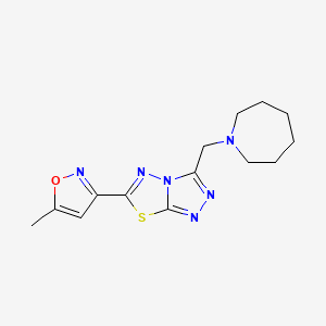 molecular formula C14H18N6OS B603740 3-(1-Azepanylmethyl)-6-(5-methyl-3-isoxazolyl)[1,2,4]triazolo[3,4-b][1,3,4]thiadiazole CAS No. 1260952-86-0