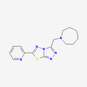 molecular formula C15H18N6S B603741 3-(1-Azepanylmethyl)-6-(2-pyridinyl)[1,2,4]triazolo[3,4-b][1,3,4]thiadiazole CAS No. 1260913-05-0