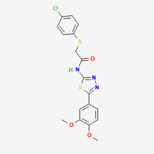 molecular formula C18H16ClN3O3S2 B6037415 2-[(4-chlorophenyl)thio]-N-[5-(3,4-dimethoxyphenyl)-1,3,4-thiadiazol-2-yl]acetamide 