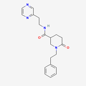 molecular formula C20H24N4O2 B6037420 6-oxo-1-(2-phenylethyl)-N-[2-(2-pyrazinyl)ethyl]-3-piperidinecarboxamide 