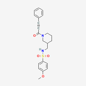molecular formula C22H24N2O4S B6037432 4-methoxy-N-{[1-(3-phenyl-2-propynoyl)-3-piperidinyl]methyl}benzenesulfonamide 