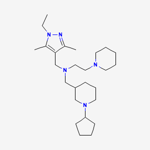 molecular formula C26H47N5 B6037456 N-[(1-cyclopentyl-3-piperidinyl)methyl]-N-[(1-ethyl-3,5-dimethyl-1H-pyrazol-4-yl)methyl]-2-(1-piperidinyl)ethanamine 