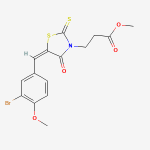 molecular formula C15H14BrNO4S2 B6037460 methyl 3-[5-(3-bromo-4-methoxybenzylidene)-4-oxo-2-thioxo-1,3-thiazolidin-3-yl]propanoate 