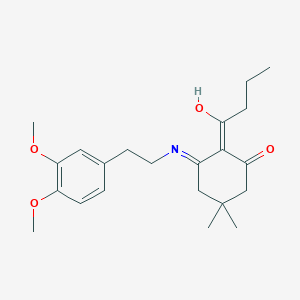 molecular formula C22H31NO4 B6037466 2-butyryl-3-{[2-(3,4-dimethoxyphenyl)ethyl]amino}-5,5-dimethyl-2-cyclohexen-1-one 