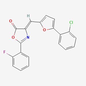 molecular formula C20H11ClFNO3 B6037478 4-{[5-(2-chlorophenyl)-2-furyl]methylene}-2-(2-fluorophenyl)-1,3-oxazol-5(4H)-one 
