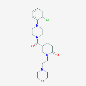 molecular formula C22H31ClN4O3 B6037483 5-{[4-(2-chlorophenyl)-1-piperazinyl]carbonyl}-1-[2-(4-morpholinyl)ethyl]-2-piperidinone 