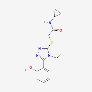 molecular formula C15H18N4O2S B6037487 N-cyclopropyl-2-{[4-ethyl-5-(2-hydroxyphenyl)-4H-1,2,4-triazol-3-yl]thio}acetamide 