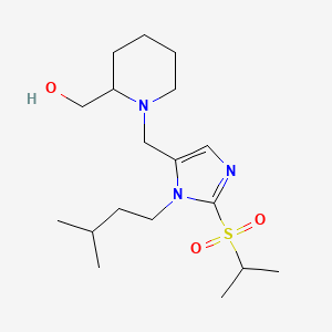 molecular formula C18H33N3O3S B6037497 (1-{[2-(isopropylsulfonyl)-1-(3-methylbutyl)-1H-imidazol-5-yl]methyl}-2-piperidinyl)methanol 