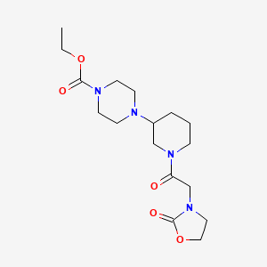 molecular formula C17H28N4O5 B6037503 ethyl 4-{1-[(2-oxo-1,3-oxazolidin-3-yl)acetyl]-3-piperidinyl}-1-piperazinecarboxylate 