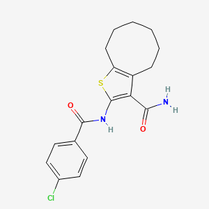 molecular formula C18H19ClN2O2S B6037522 2-[(4-chlorobenzoyl)amino]-4,5,6,7,8,9-hexahydrocycloocta[b]thiophene-3-carboxamide 